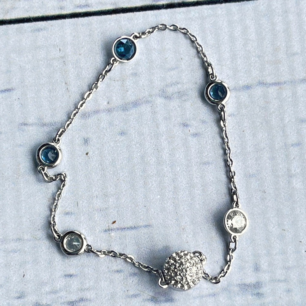 Swarovski Remix Collection Blue Clear Crystal Magnetic Bracelet Rhodium Plated
